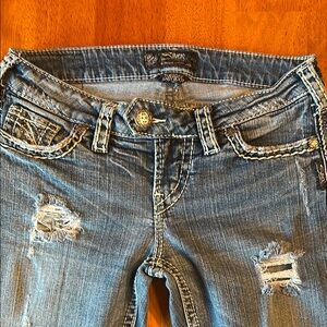 Silver Jeans Women's Light Blue Distressed Skinny Jeans